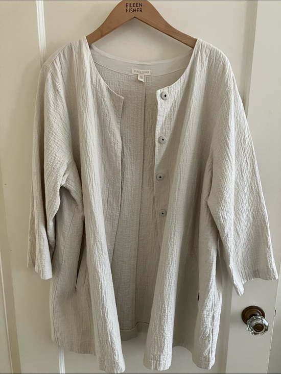 Eileen Fisher Jackets & Blazers - Eileen FisherTextured Cream long Jacket size 1X